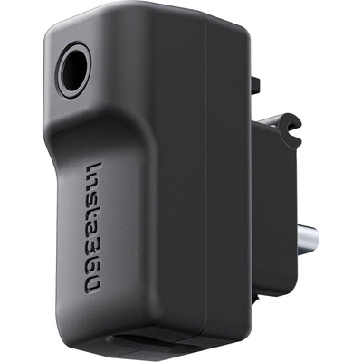 Black electronic device with 'Insta360' branding on a white background