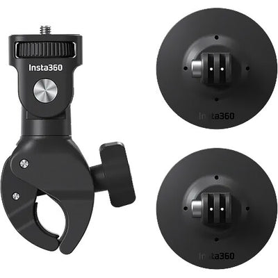 Insta360 Motorcycle Accessories Bundle with mounts for handlebars, helmets, and tail sections for dynamic riding footage.