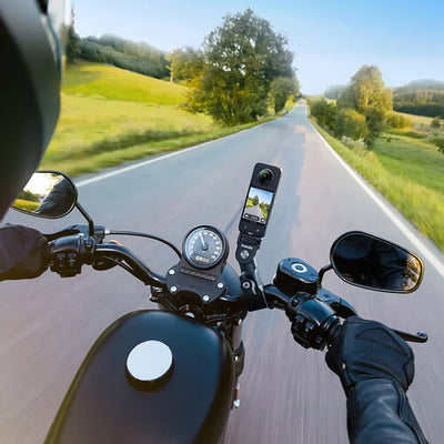 Insta360 Motorcycle Accessories Bundle with mounts for handlebars, helmets, and tail sections for dynamic riding footage.
