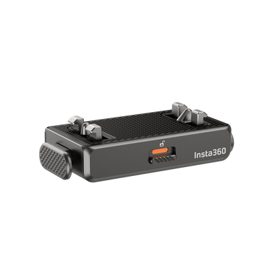 Ultra-thin magnetic quick release mount for Insta360 X5 with secure sliding lock, 1/4” tripod compatibility, designed to stay invisible in 360° shots and enable rapid camera changes.