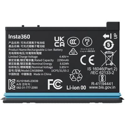 Replacement Lithium-Ion Battery 2010 mAh with fast charging. Compatible with the Insta360 X4 Air Camera
