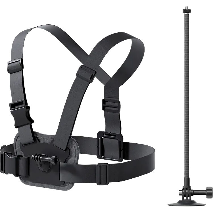 Insta360 Snow Accessory Bundle with chest strap and helmet rod
