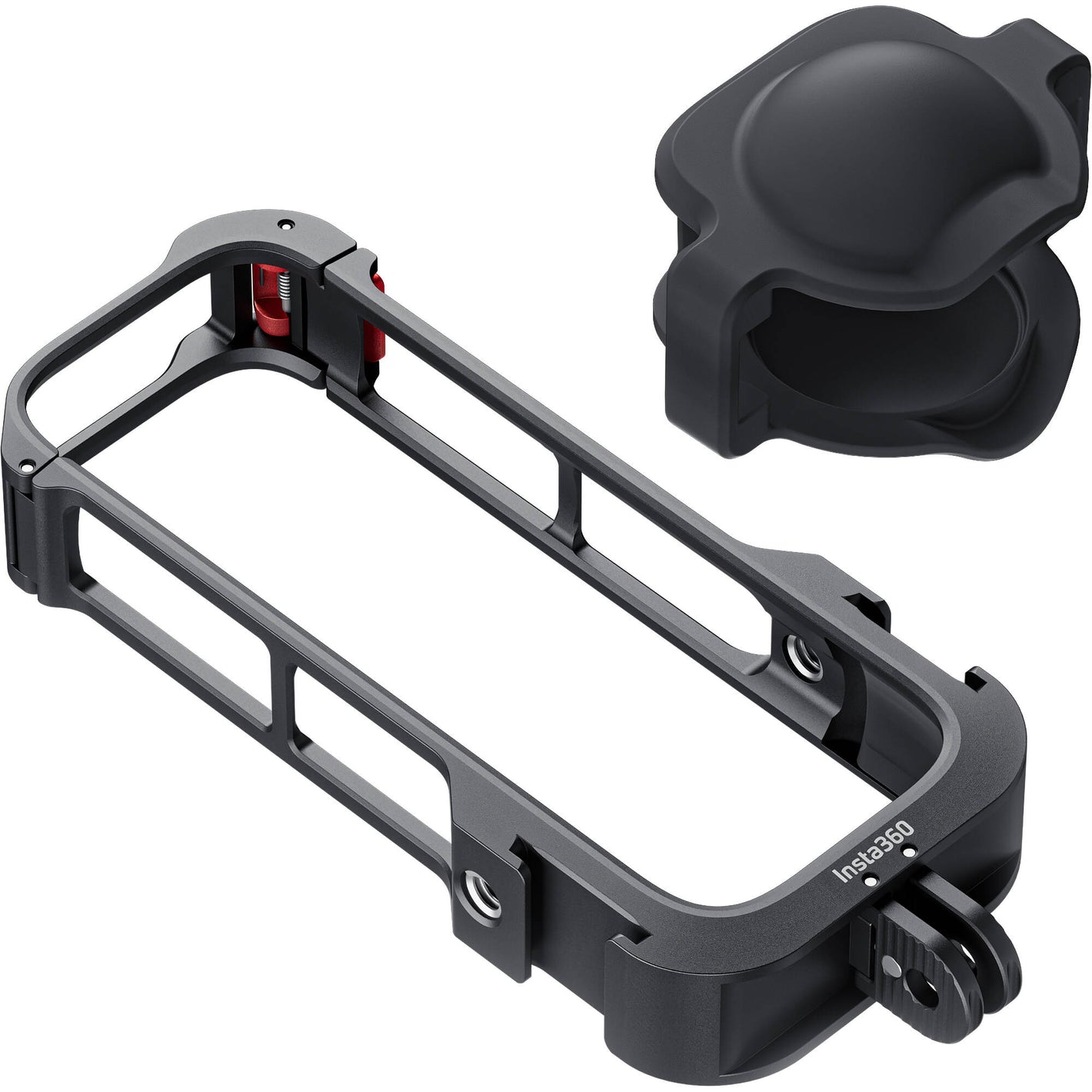 Insta360 Utility Frame for X4 – durable protective housing with cold shoe mounts and folding fingers for mounting accessories on the X4 camera.