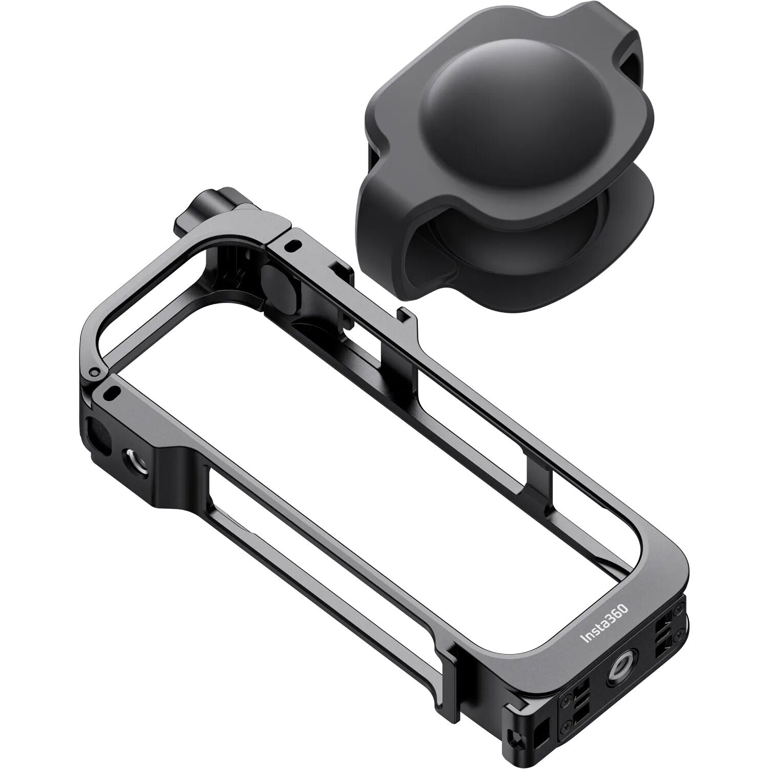 Insta360 X5 Utility Frame with cold shoe mounts and lens cap
