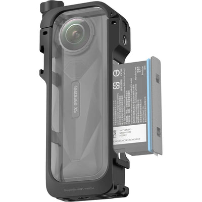 Insta360 X5 Utility Frame with cold shoe mounts and lens cap
