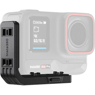 Lightweight all-aluminum alloy mount for Insta360 Ace and Ace Pro that enables quick switching between vertical and horizontal shooting while keeping charging ports and microphones accessible.