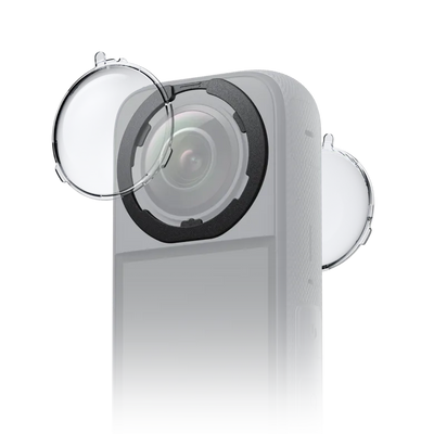 Standard removable lens guards for Insta360 X3 with multi-coated acrylic lenses, twist-off design for tool-free installation, secure locking bases, and clear 360° image protection.