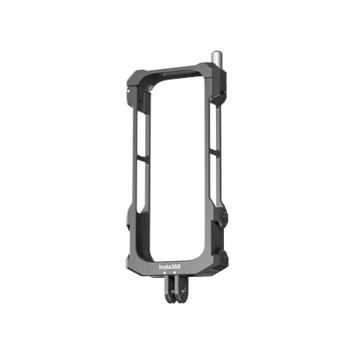 Metal camera frame with 'Insta360' branding on a white background