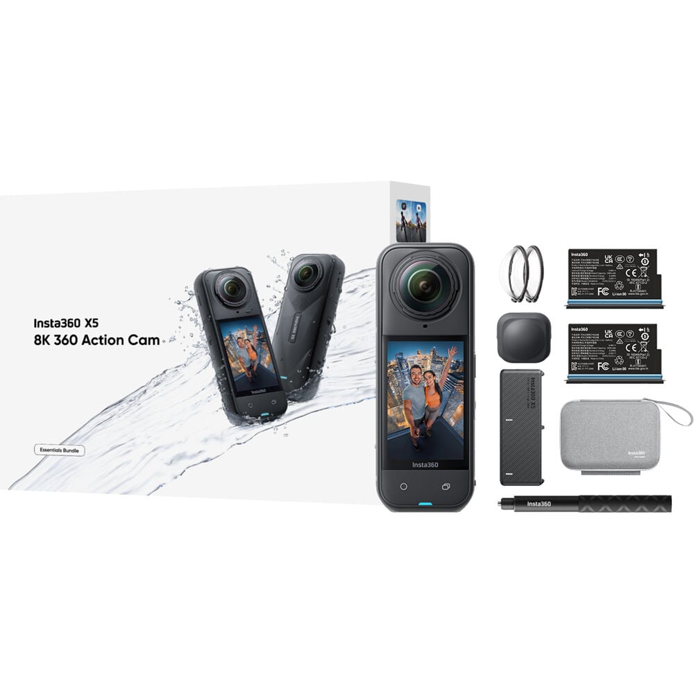 Create immersive 8K 360° videos with the Insta360 X5 Essentials Bundle. Rugged, waterproof and packed with AI-powered features for seamless content creation.