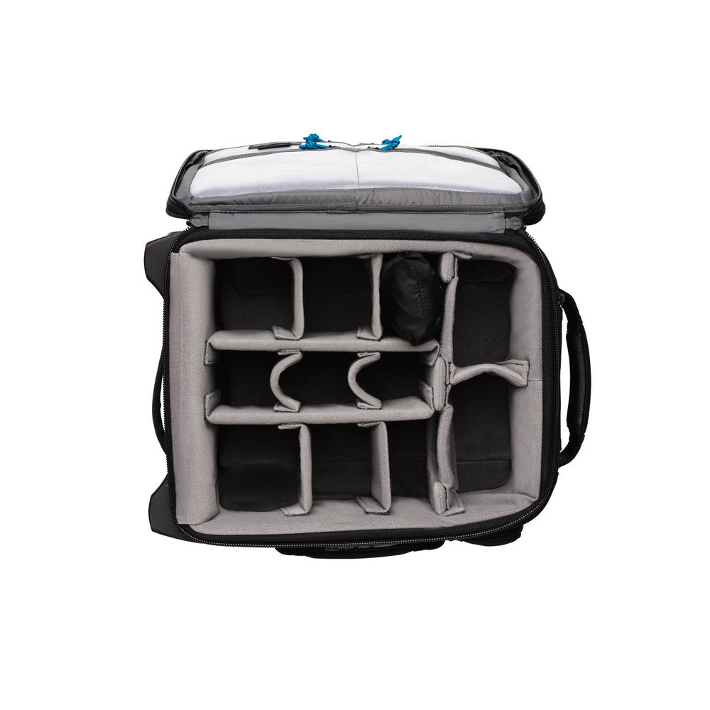 Tenba Roadie Roller 18 in black — professional carry-on camera case with padded dividers, wheels, and weather-resistant design.