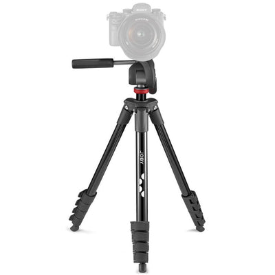 Camera on a tripod with a white background