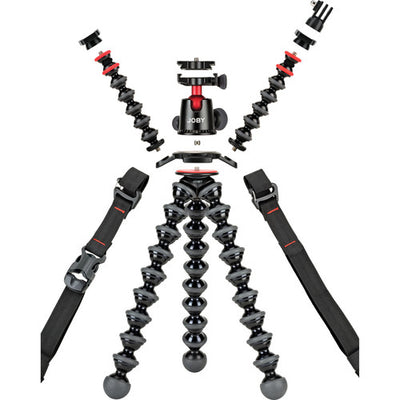 Joby GorillaPod Rig — flexible-legged tripod rig with two articulated accessory arms, cold‑shoe and GoPro mounts.
