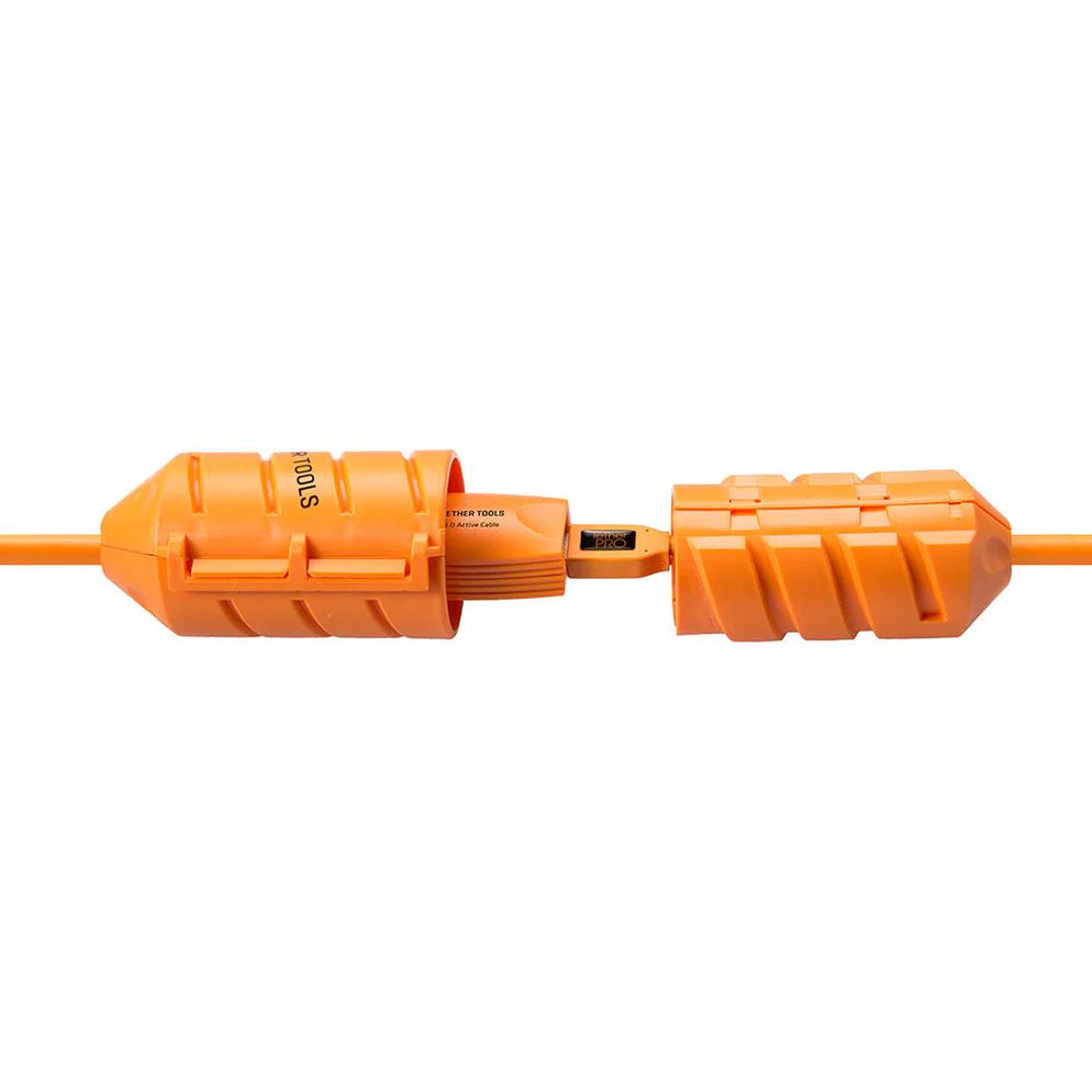 Tether Tools TetherGuard JerkStopper Extension Lock securing joined cables for stable tethered connections.