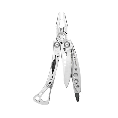 The Leatherman Skeletool is a compact, multi-tool with pliers, knife, bit driver, and more, designed for practicality, portability, and one-hand operation.
