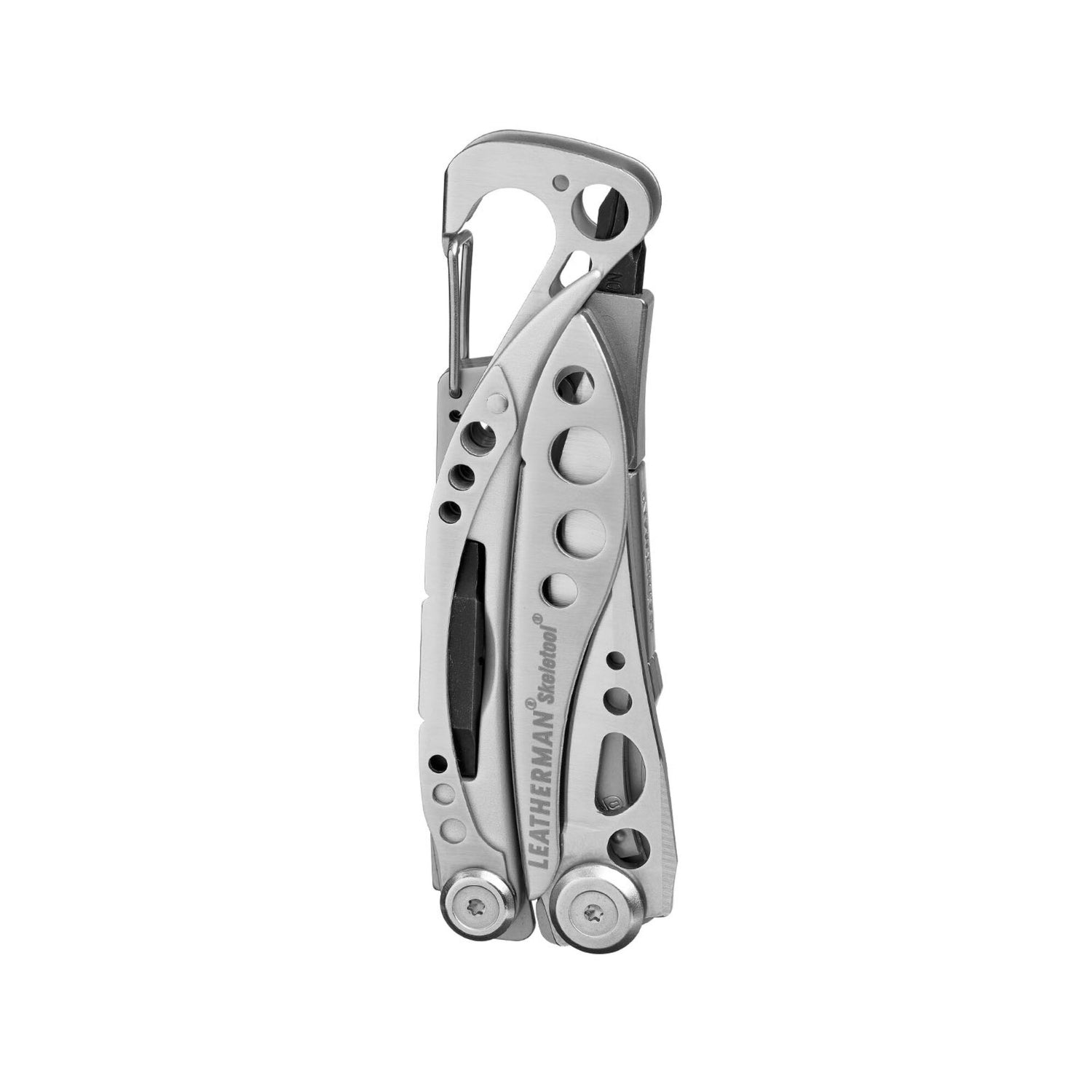 The Leatherman Skeletool is a compact, multi-tool with pliers, knife, bit driver, and more, designed for practicality, portability, and one-hand operation.
