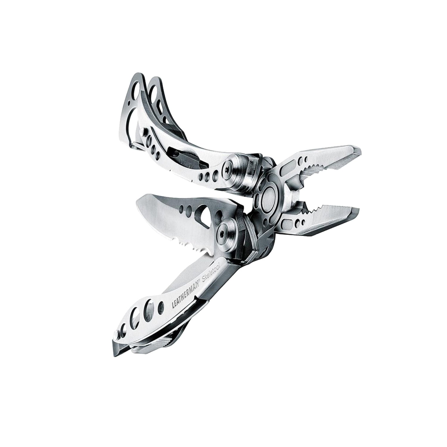 The Leatherman Skeletool is a compact, multi-tool with pliers, knife, bit driver, and more, designed for practicality, portability, and one-hand operation.