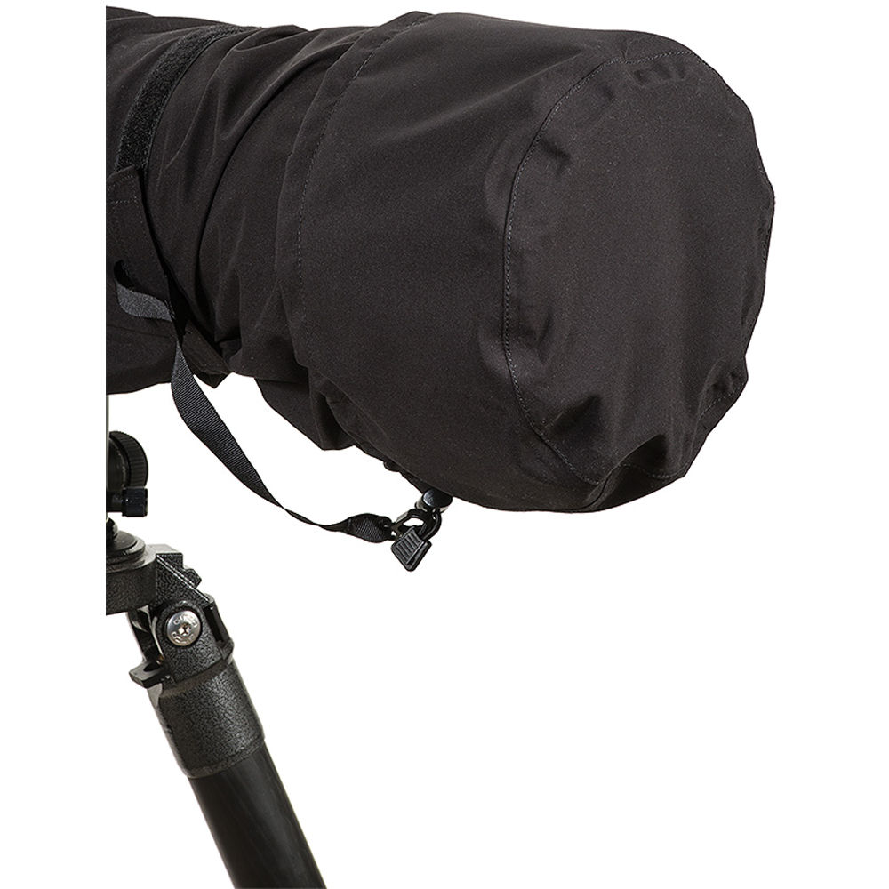 LensCoat RainCap Large in black protecting lens front element outdoors