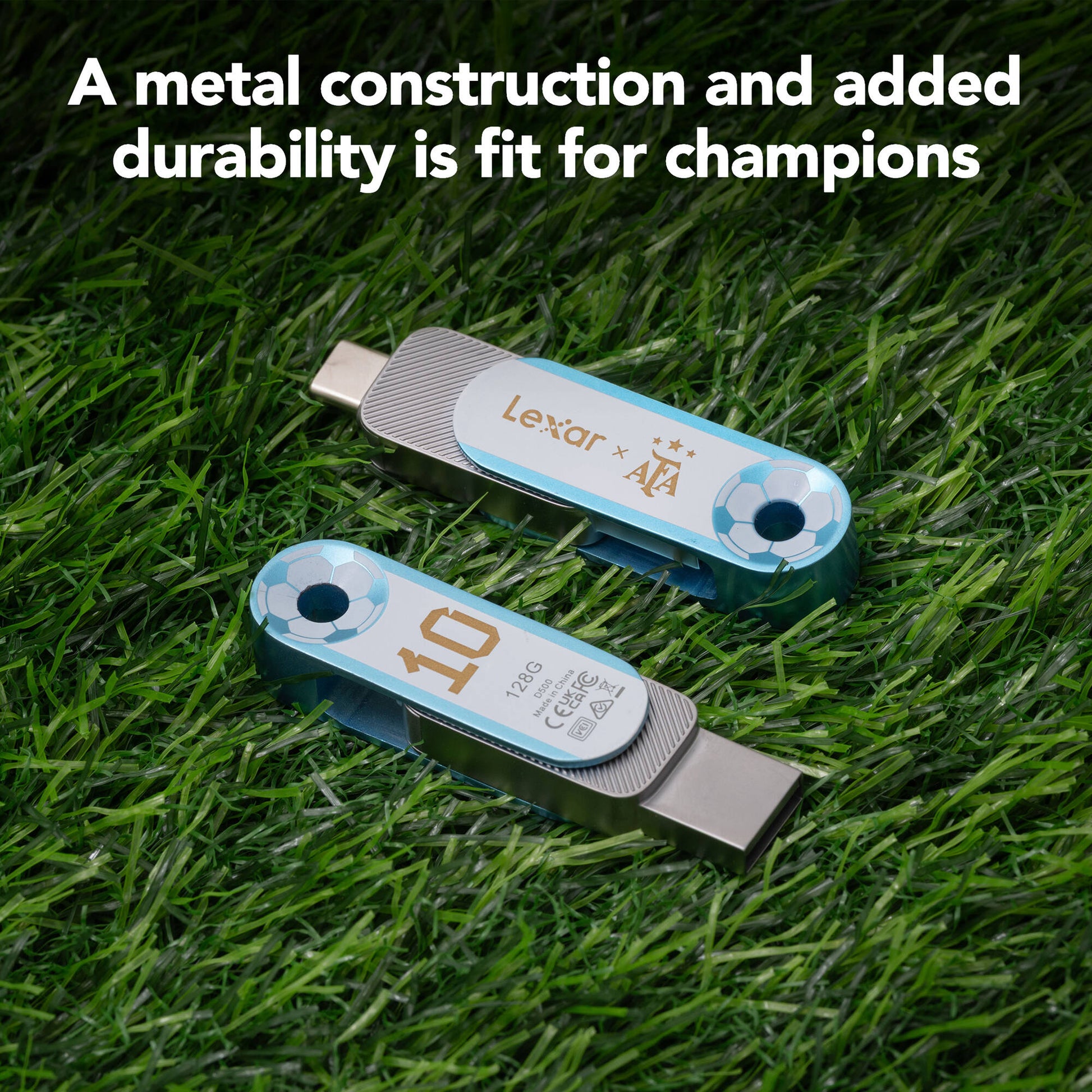 Lexar JumpDrive Dual Drive D500 AFA Edition 128GB USB Flash Drive - showing durability features