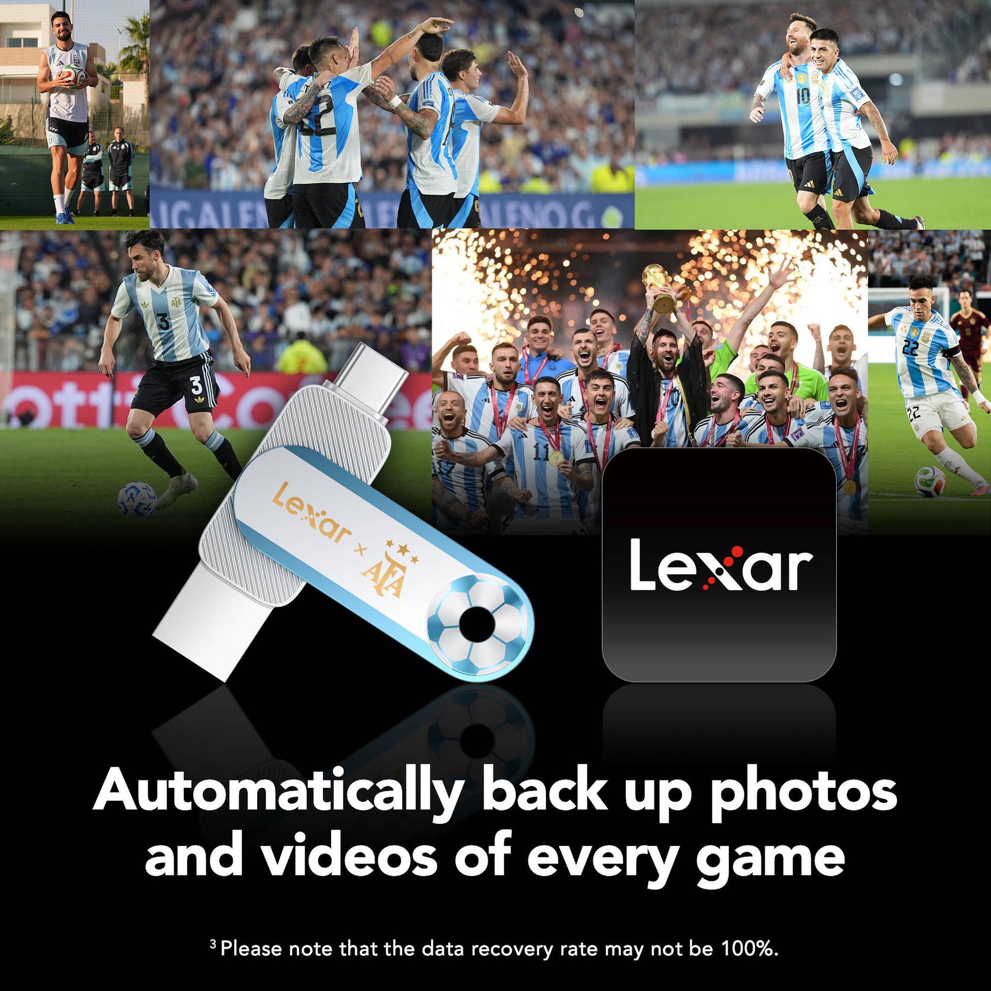 Lexar JumpDrive Dual Drive D500 AFA Edition 128GB USB Flash Drive - showing back-up features