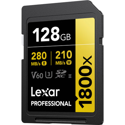 Enjoy a super-fast read speed of 280MB/s with the Lexar 128GB Professional 1800x UHS-II Memory Card. A great addition to your kit and for post-production.