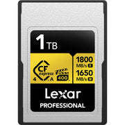 High-speed Lexar 640GB CFexpress Type A card for professional cameras and fast 8K video capture.