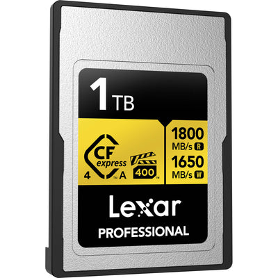 High-speed Lexar 640GB CFexpress Type A card for professional cameras and fast 8K video capture.