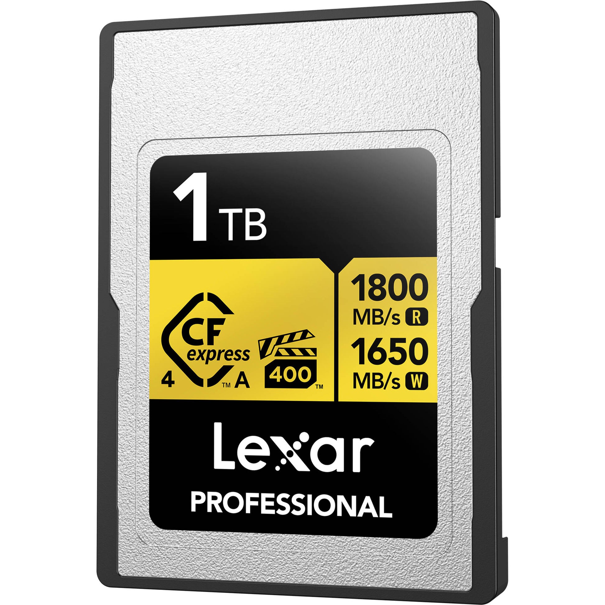 High-speed Lexar 640GB CFexpress Type A card for professional cameras and fast 8K video capture.