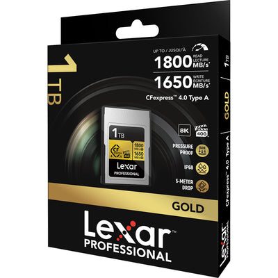 High-speed Lexar 640GB CFexpress Type A card for professional cameras and fast 8K video capture.