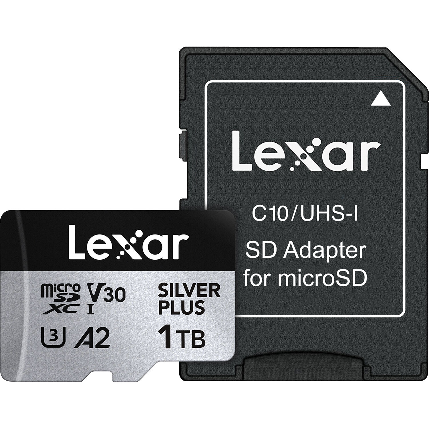 Lexar Professional Silver Plus microSDXC UHS-I Memory Card + SD Adaptor – dependable high-speed storage for 4K video, photos, and fast data transfers.
