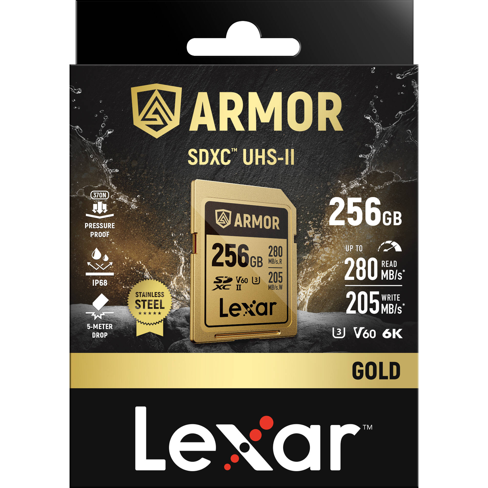 Lexar 256GB ARMOR Gold UHS-II SDXC Memory Card (280 MB/s