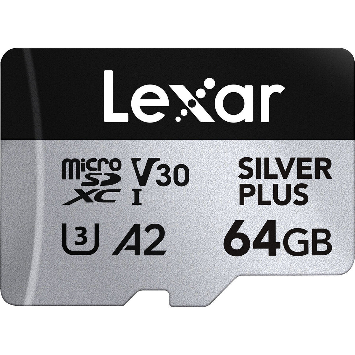 Lexar 64GB Professional Silver Plus microSDXC UHS-I Memory Card + SD A