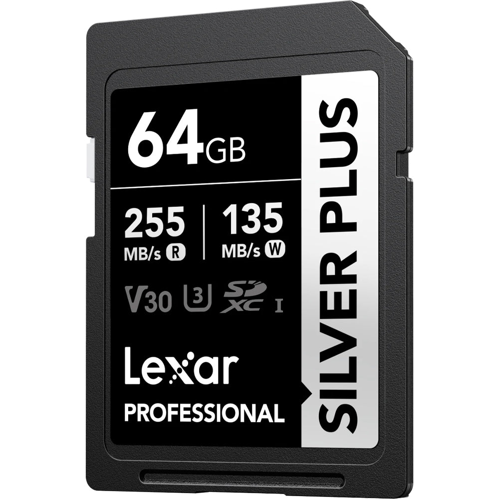 Durable Lexar SILVER PLUS SD Card designed for 4K video recording
