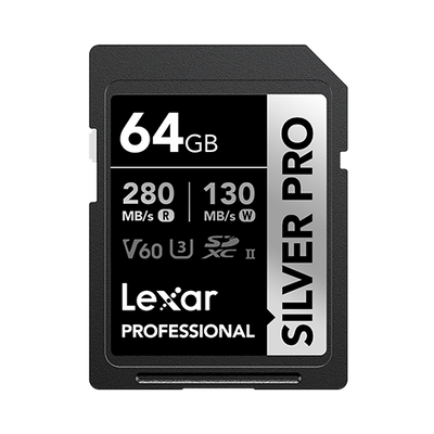 64GB Lexar Professional SD card on a white background