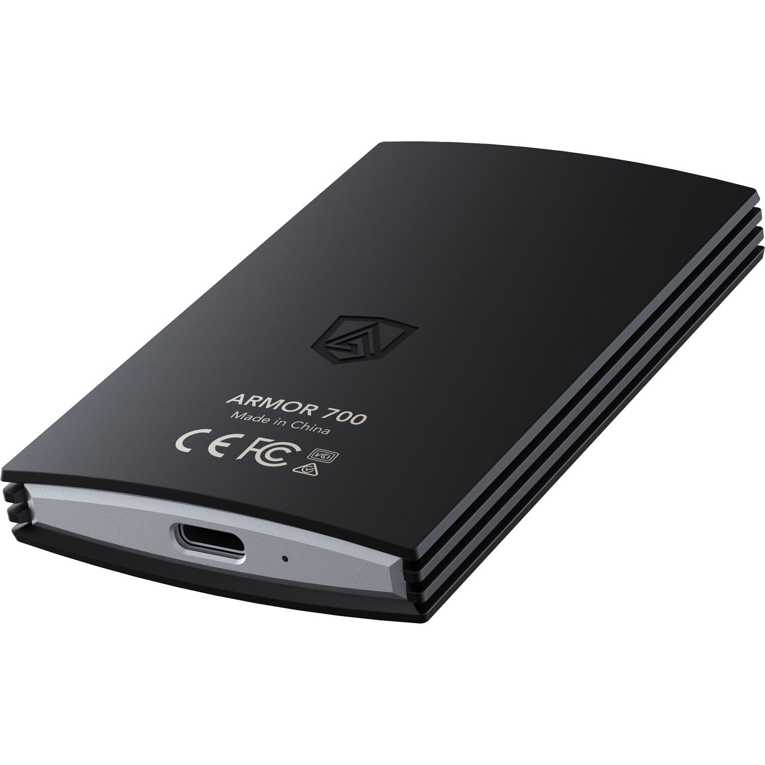 Black external hard drive with 'Armor 700' branding on a white background