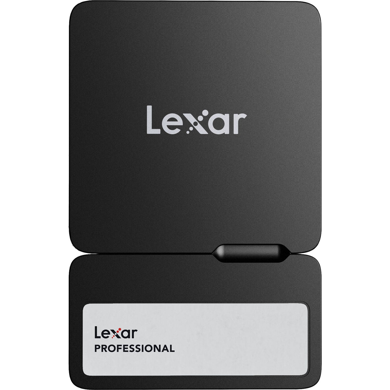 Black Lexar card reader with 'Lexar Professional' label on a white background