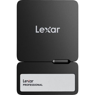 Black Lexar card reader with 'Lexar Professional' label on a white background