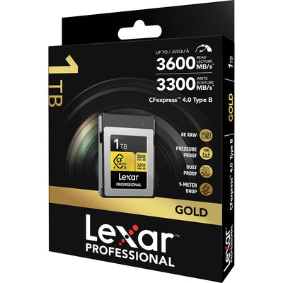 Maximise your professional workflow with the Lexar CFexpress 4.0 Type B 1TB card, compatible with the Lexar CFexpress 4.0 Card Reader for seamless transfers.