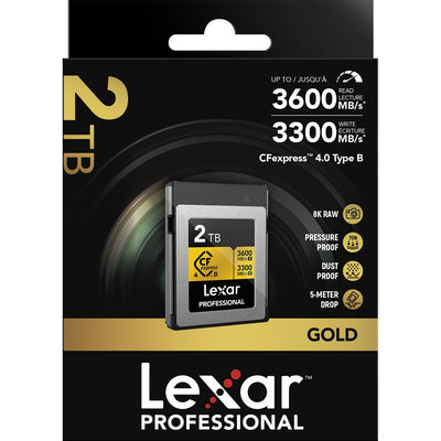 Capture high-quality 8K footage without delays using the Lexar CFexpress 4.0 Type B 2TB card, offering read speeds of 3600MB/s and write speeds of 3300MB/s.