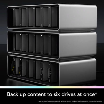 The Lexar Professional Workflow Dock delivers lightning-fast 40Gb/s Thunderbolt 4 connectivity for seamless and high-speed data transfer.