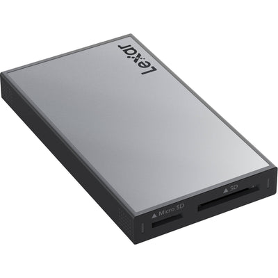 The Lexar Professional Workflow UHS-II Card Reader offers dual card slots and fast 312MB/s transfer speeds, which is compatible with Lexar Workflow systems.