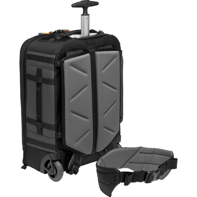 Lowepro Pro Trekker RLX 450 AW II backpack roller is a rugged carry on camera bag with wheels.