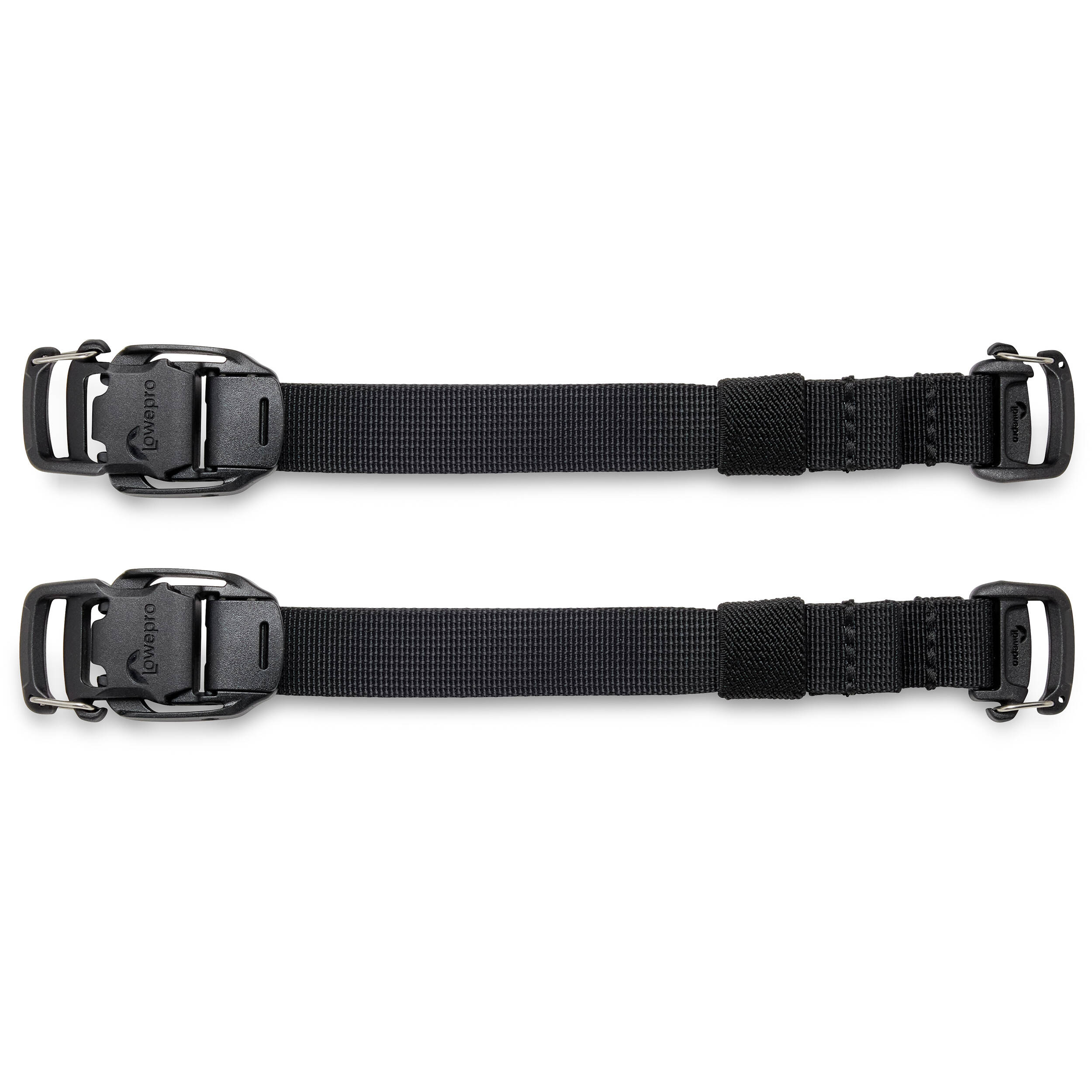 Adjustable Lowepro ProTactic Quick Straps III made of 93% recycled fabric, featuring glove-friendly cam-lock side release buckles, new custom gatekeeper hooks, compatible with 20mm webbing loops, perfect for securing tripods and accessories to camera bags.