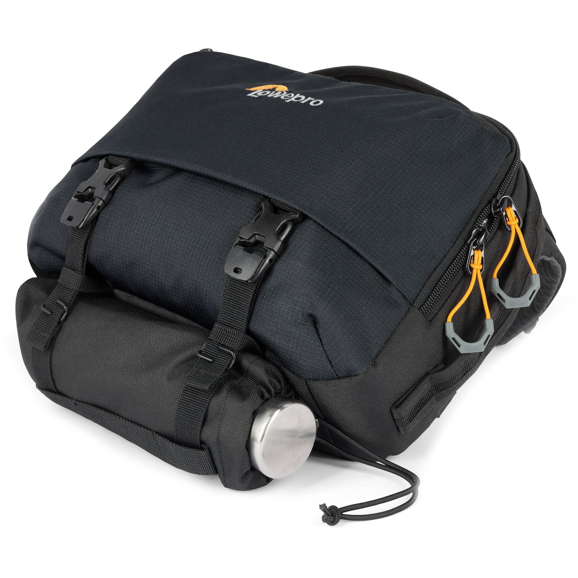 Eco-friendly Lowepro Trekker Lite SLX 120 camera bag with padded compartments and accessories
