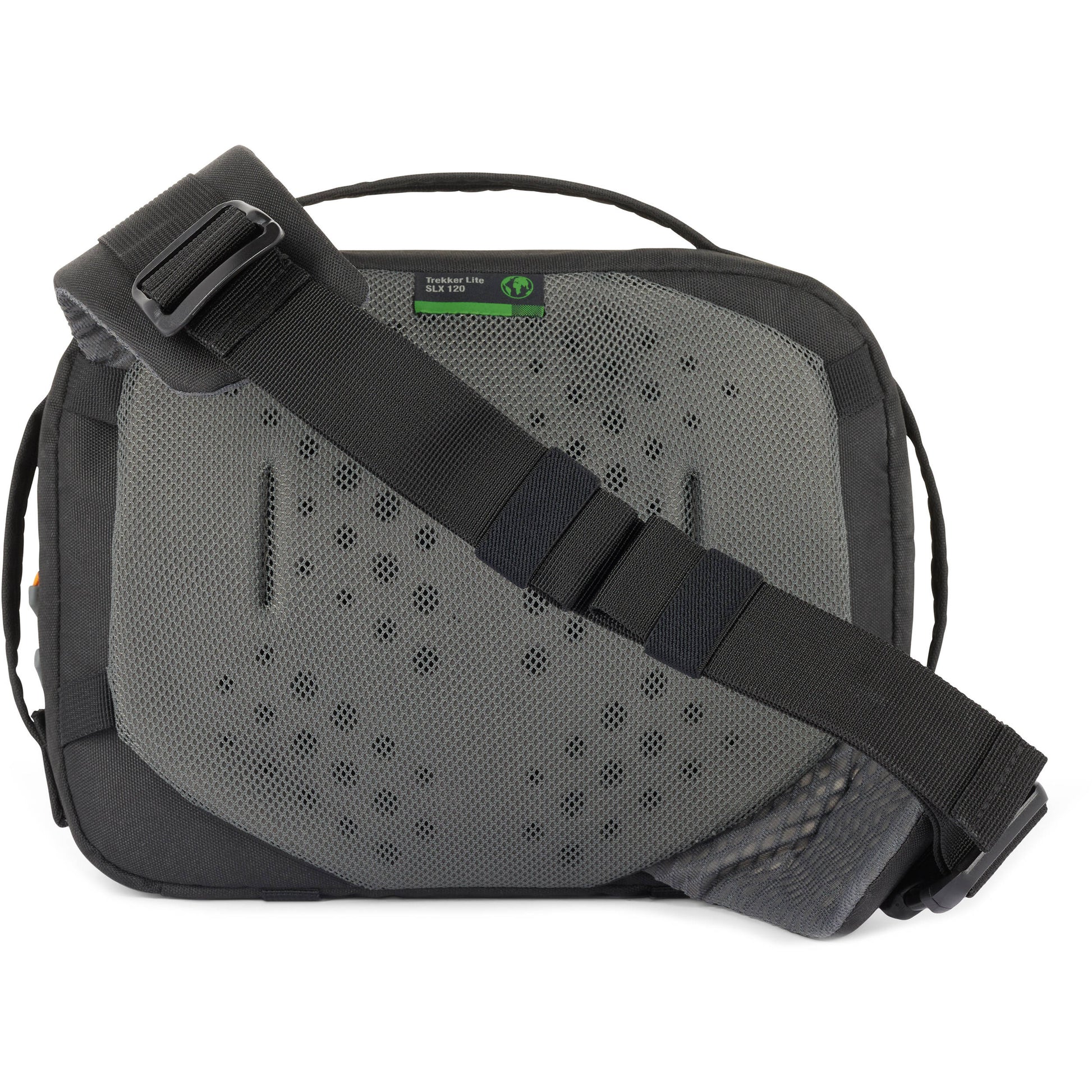 Eco-friendly Lowepro Trekker Lite SLX 120 camera bag with padded compartments and accessories
