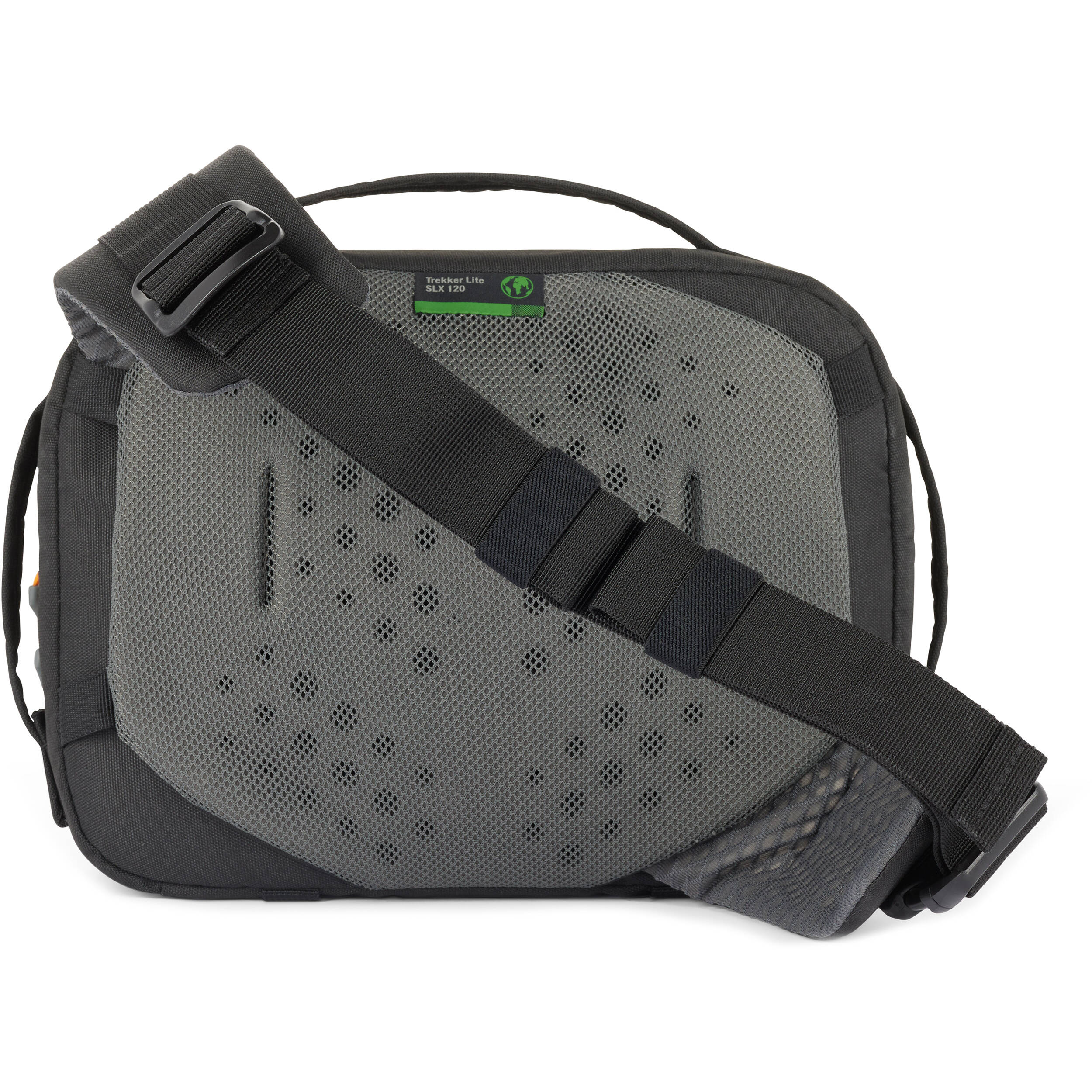 Eco-friendly Lowepro Trekker Lite SLX 120 camera bag with padded compartments and accessories
