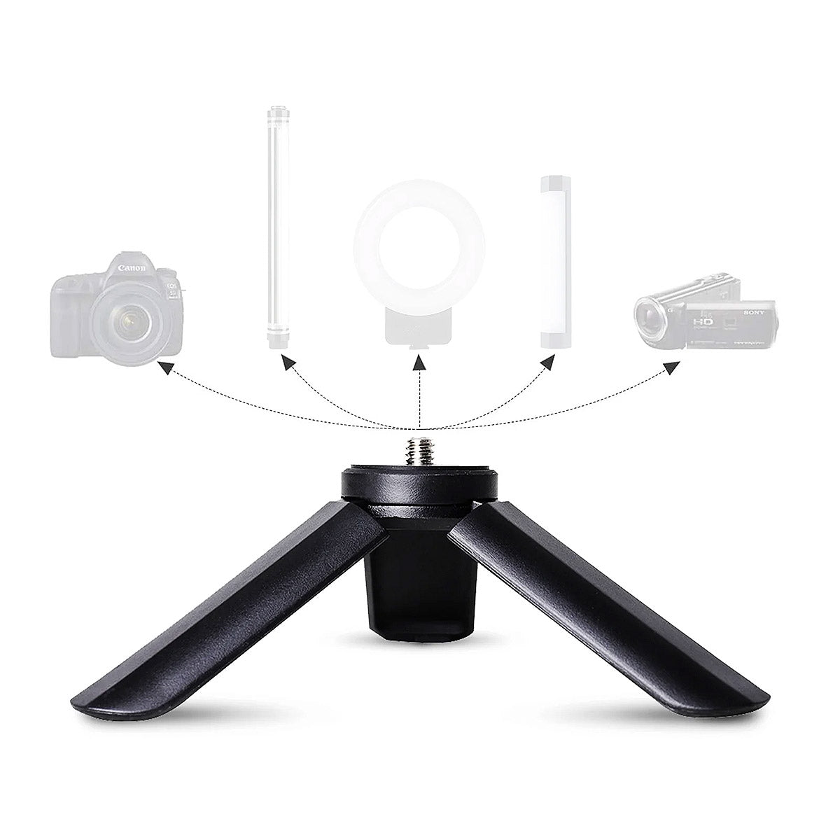 Compact Luxceo M1 mini tripod for cameras.