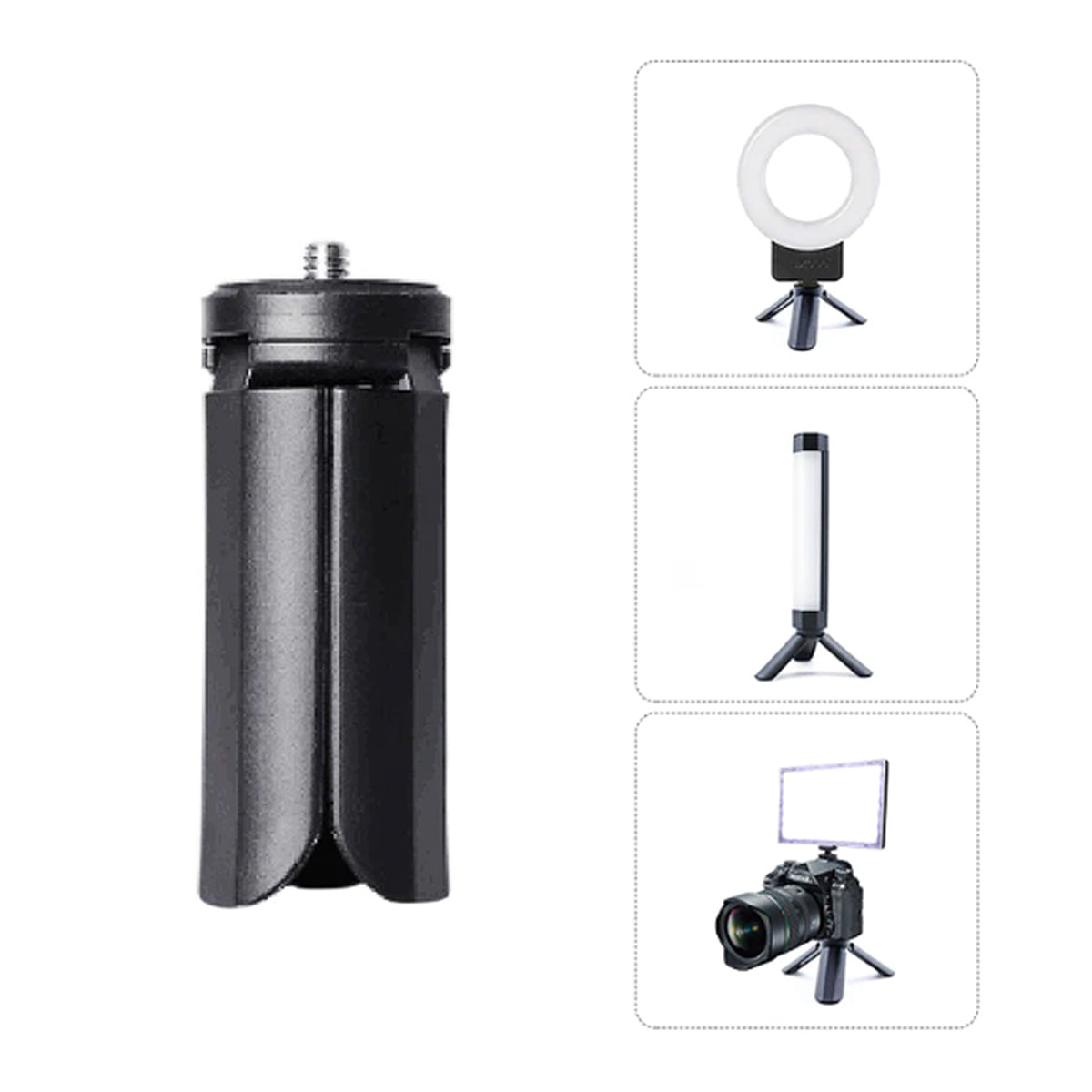 Compact Luxceo M1 mini tripod for cameras.