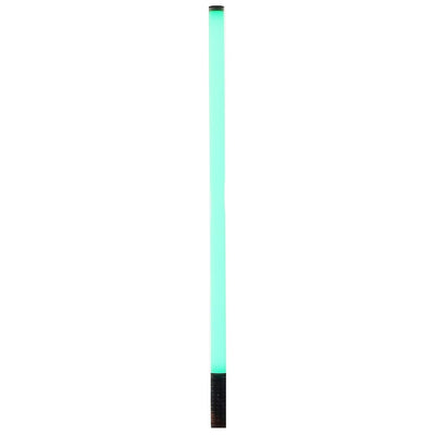 Luxceo M1S RGB LED light bar (85 cm) in red glow, slim tube with black handle for handheld or tripod mounting.