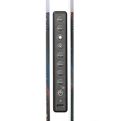 Luxceo M1S RGB light bar 120 cm – slender tube LED with glowing red hue, black base.