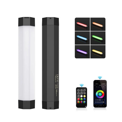 RGB light with adjustable lighting with 80 high colour rendering LEDs, 2000mAh rechargeable battery, and versatile mounting options.